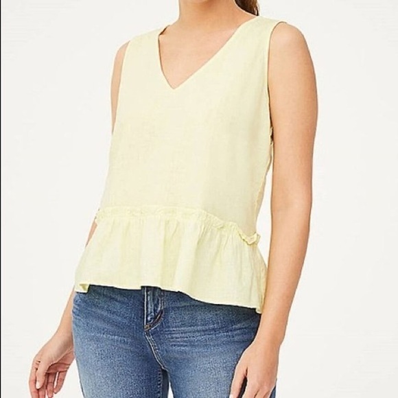 LOFT linen blend yellow peplum top - Picture 1 of 6